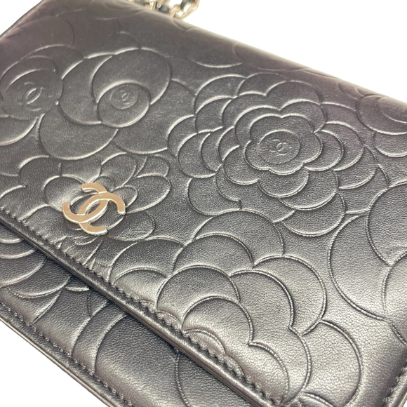 Chanel Camellia Chain Wallet Shoulder Bag Black - Picture 3 of 6